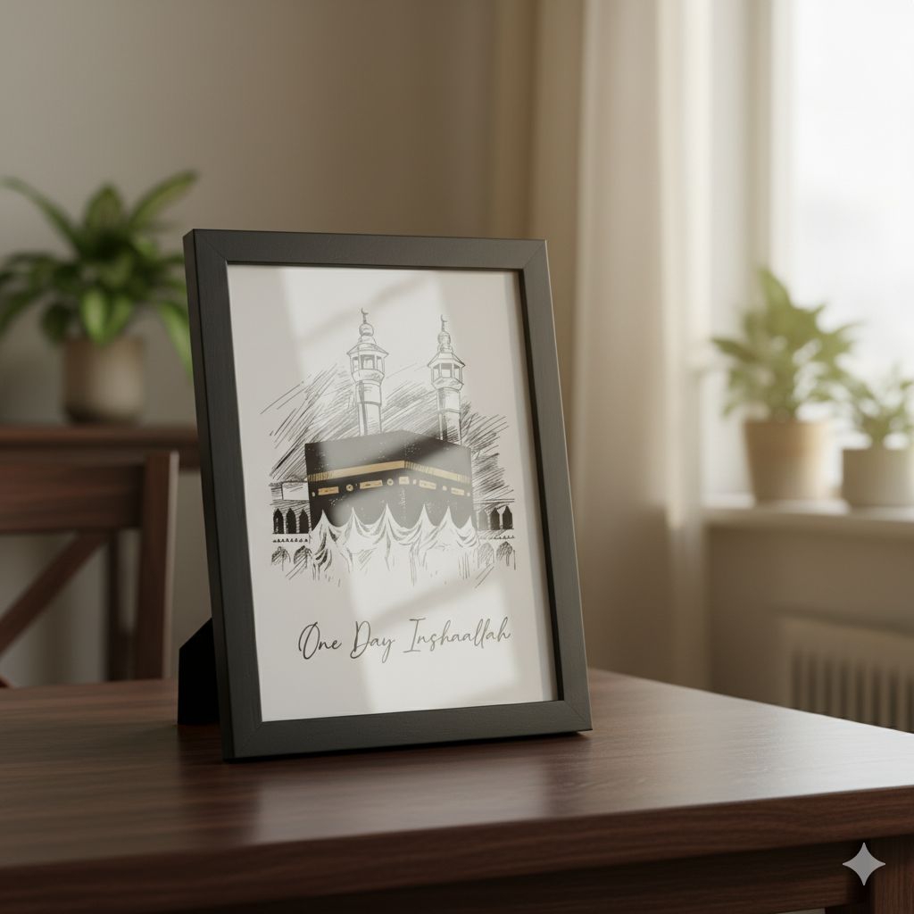 Hiasan dinding poster wall decor pajangan + Bingkai frame pigura kabah ka'bah one day inshaAllah