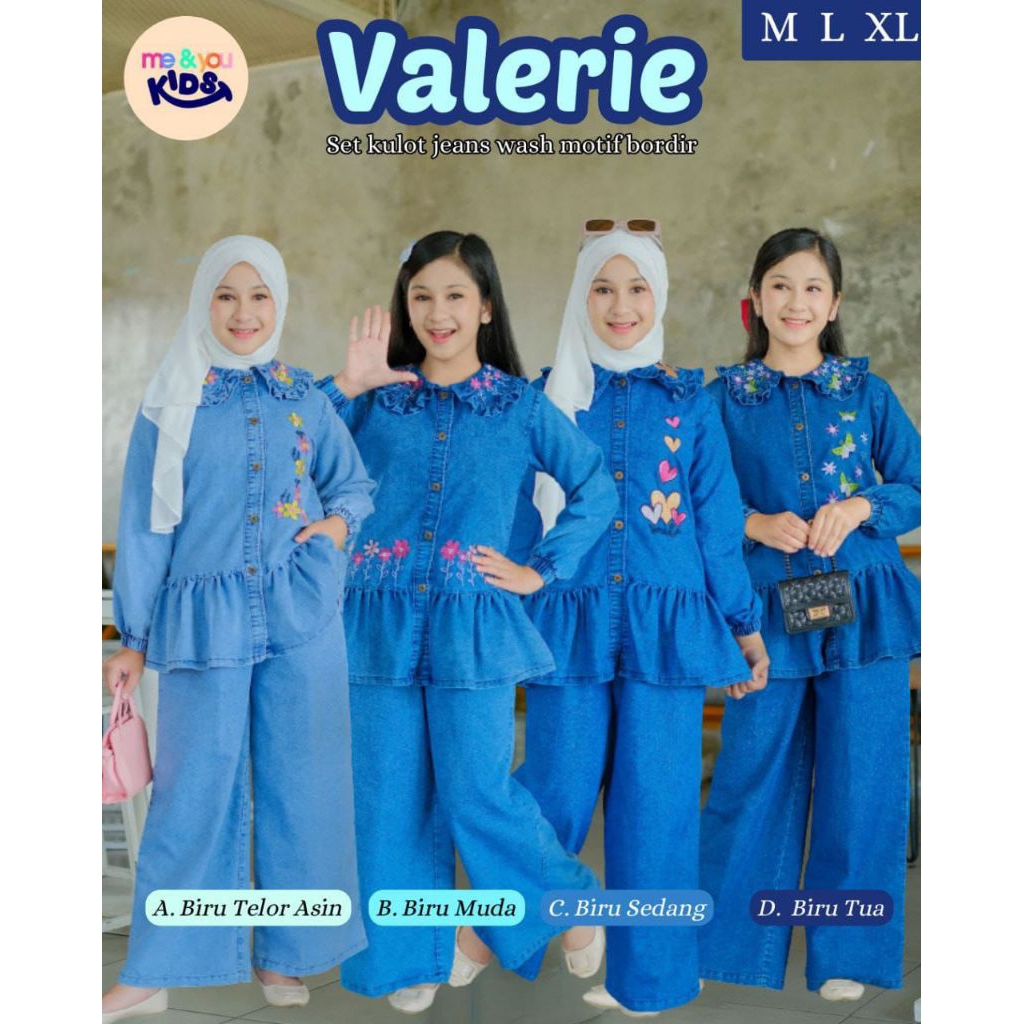 SETELAN JEANS ANAK | ONE SET JEANS WASH VALERIE BORDIR Me & You Kids