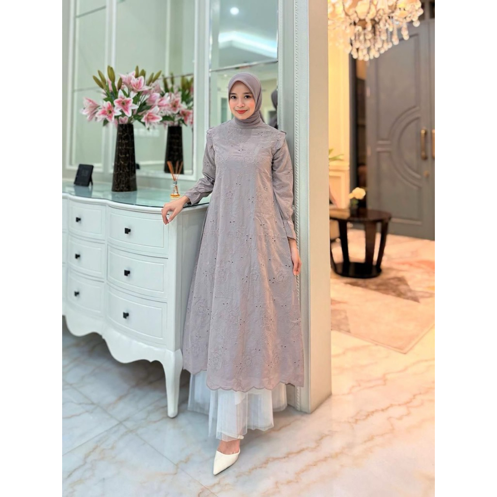 Rafaela Bordir Dress Rafaela Dress Katun Bordir | Dress Cantik Motif Bordir Halus Nyaman untuk Musli