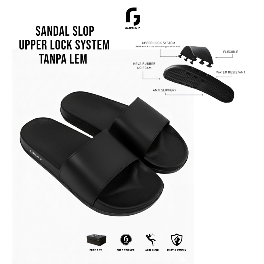 Sandal Slide Pria Wanita Sandal Slop Polos Upper Lock Sistem Sandal Selop  Ringan