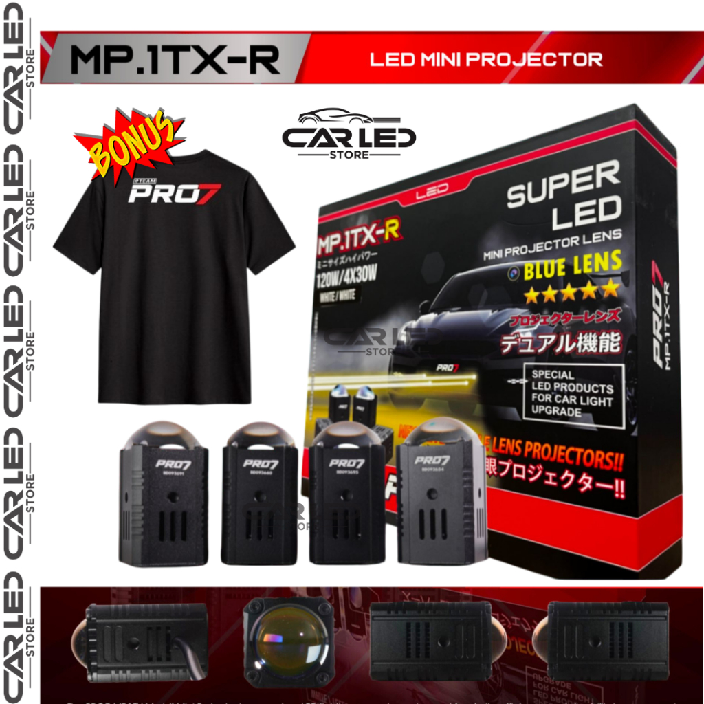 [BONUS KAOS] MINI PROJIE Pro7 MP1TXR MP.1TX-R Super LED Blue Lens 4x30W