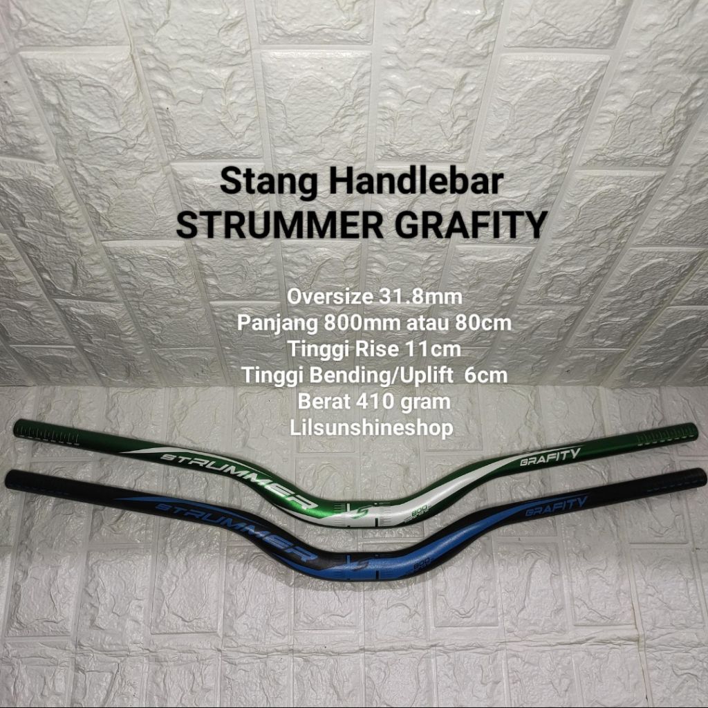 Handlebar Stang Setir Alloy STRUMMER GRAFITY Alloy Setir Oversize 31.8 Panjang 800mm Sepeda Gunung M
