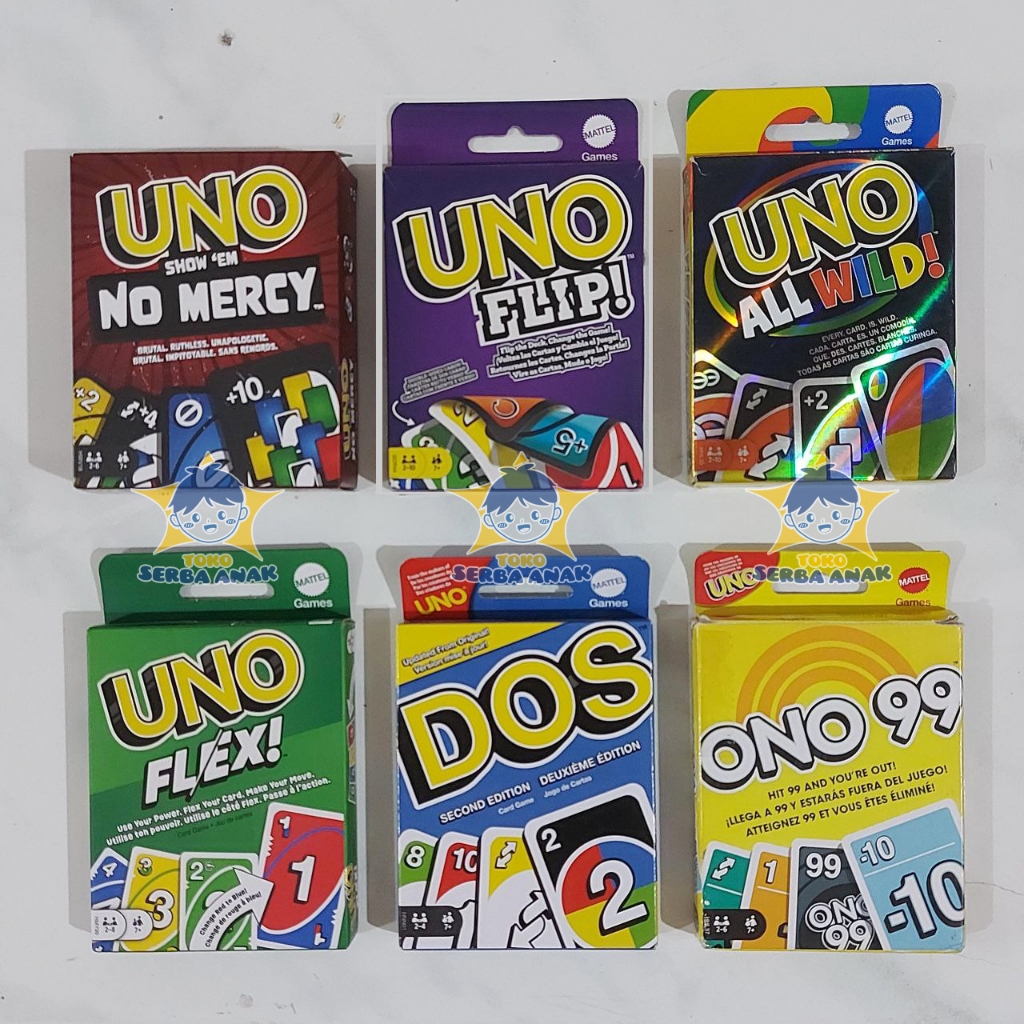 Kartu UNO No Mercy Flip All Wild Flex Dos Ono 99 ORIGINAL CARD GAMES Mainan Anak Family Board Game