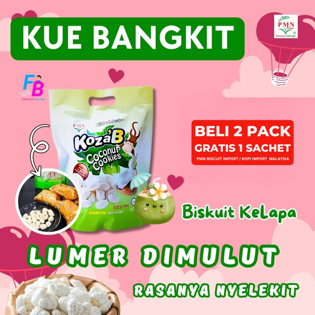 KUE BANGKIT Malaysia PMN BISKUIT KELAPA IMPORT PREMIUM - Koza'B Coconut Cookies - Snack Vegetarian