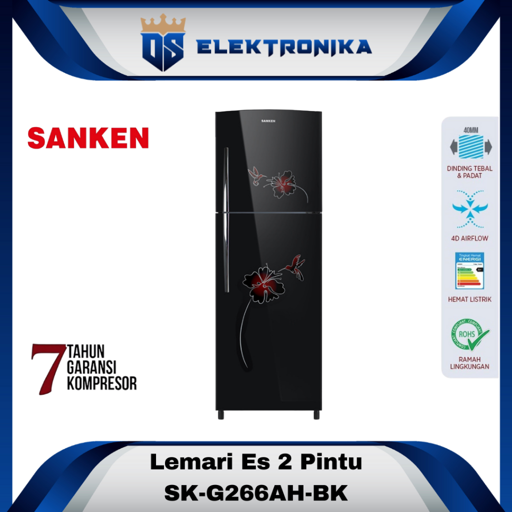 Sanken Kulkas 2 Pintu SK-G266AH-BK / SKG 266