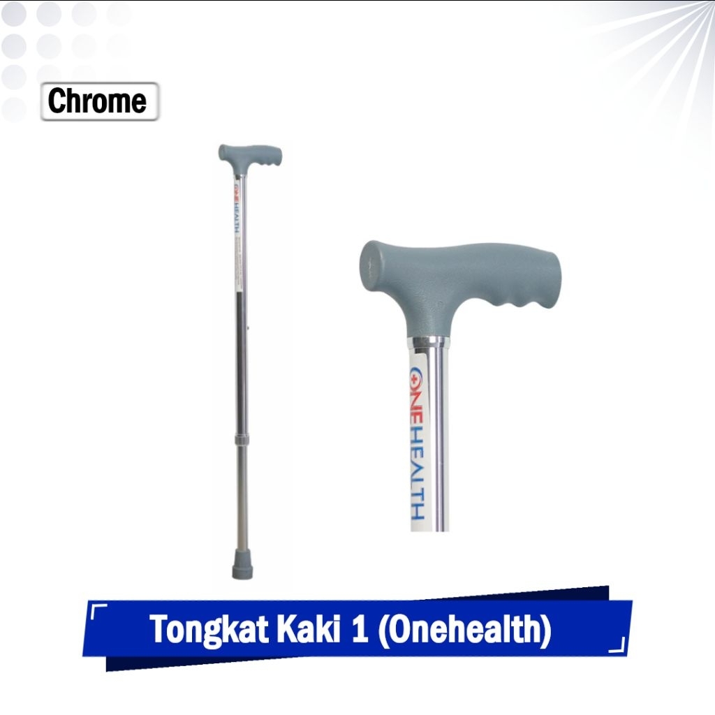 Tongkat Stainless Kaki 1 Tongkat Lansia Alat Bantu Jalan OneHealth Walking Stick