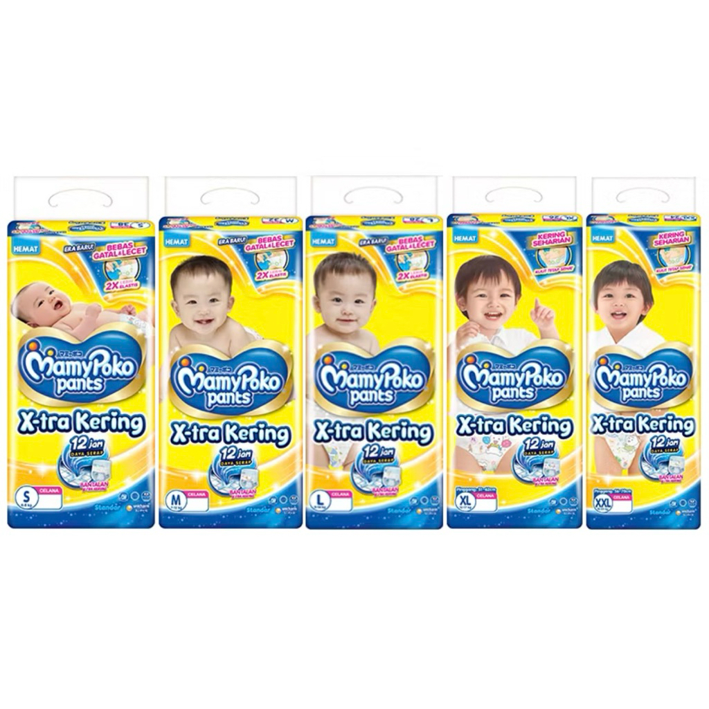 MAMYPOKO Pants X-Tra Kering ukuran M,L,XL isi 20 & Nb-s isi 44pcs