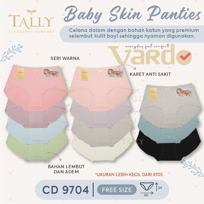 ( 3 Pcs) Tally Celana Dalam Wanita Renda 9704 / CD Wanita Renda Lembut Baby Skin Freesize L
