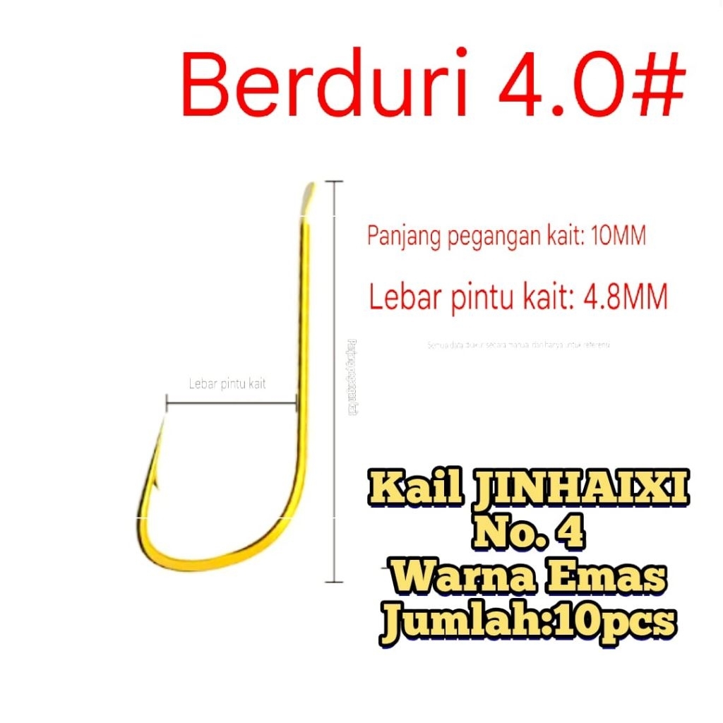 RF00122 kail mini no.4 JINHAIXI warna emas kepala flat kail kecil pancing wader putihan tawes uceng 