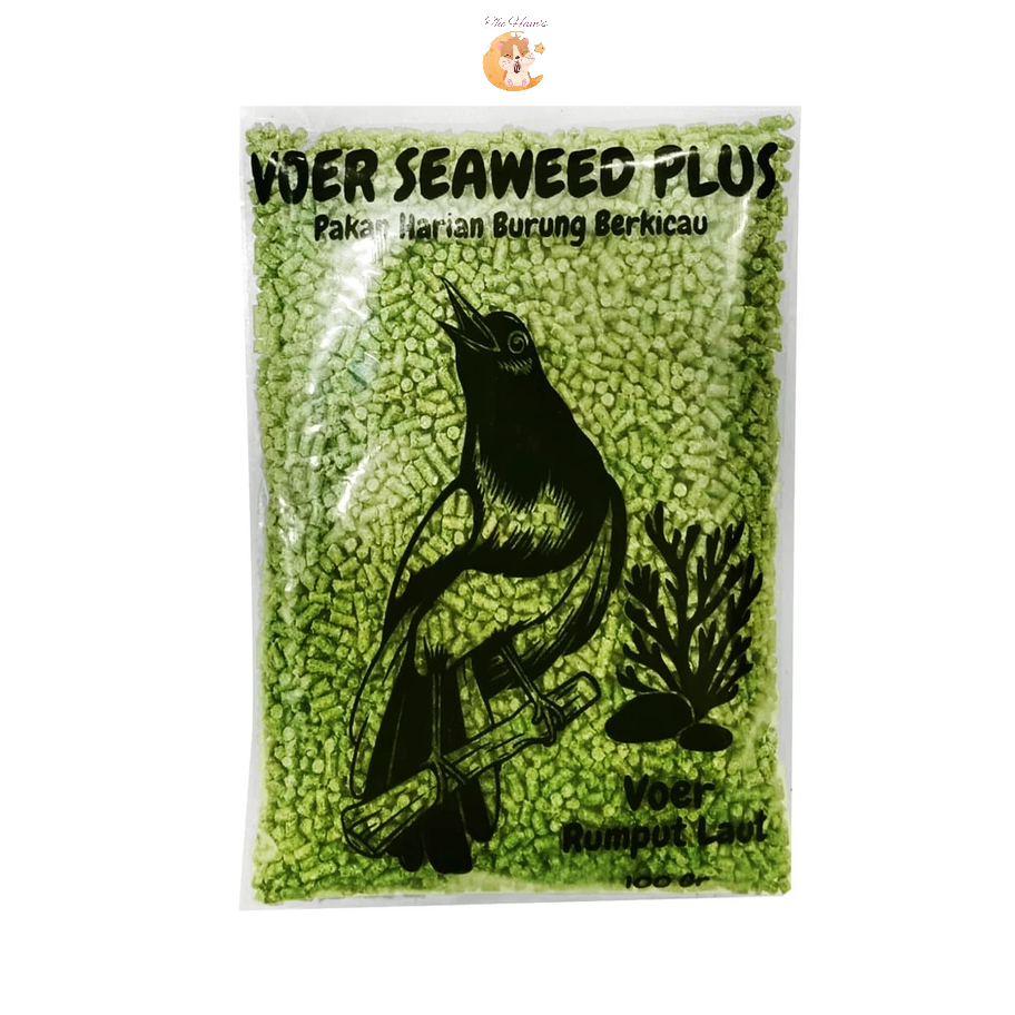 (The Ham's) Voer Seaweed Plus Metabolis Pur Kasar Rumput Laut Hijau Pakan Makanan Burung Murai Batu 