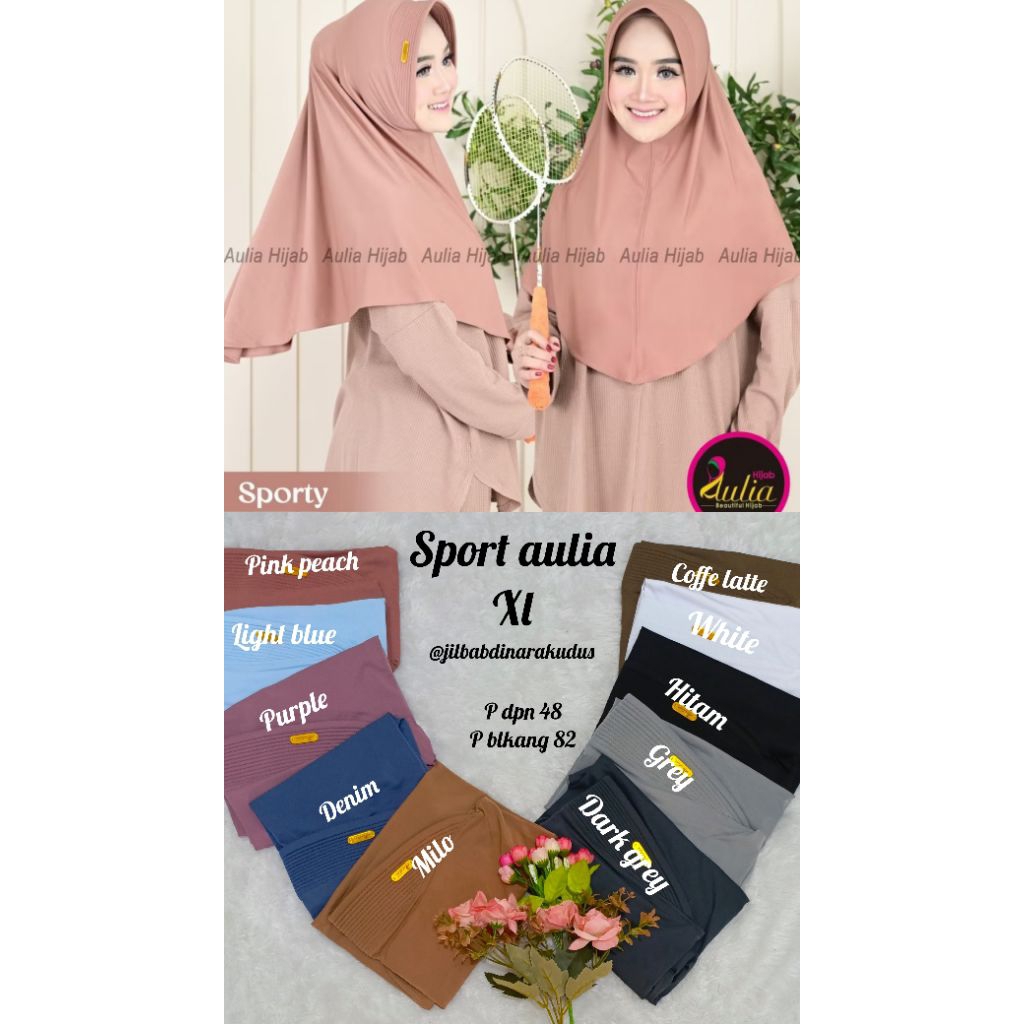 Toko Jilbab Dinara -  Jilbab Bergo Sport Aulia XL/ Jilbab Olahraga XL/ Bergo Sport Aulia XL