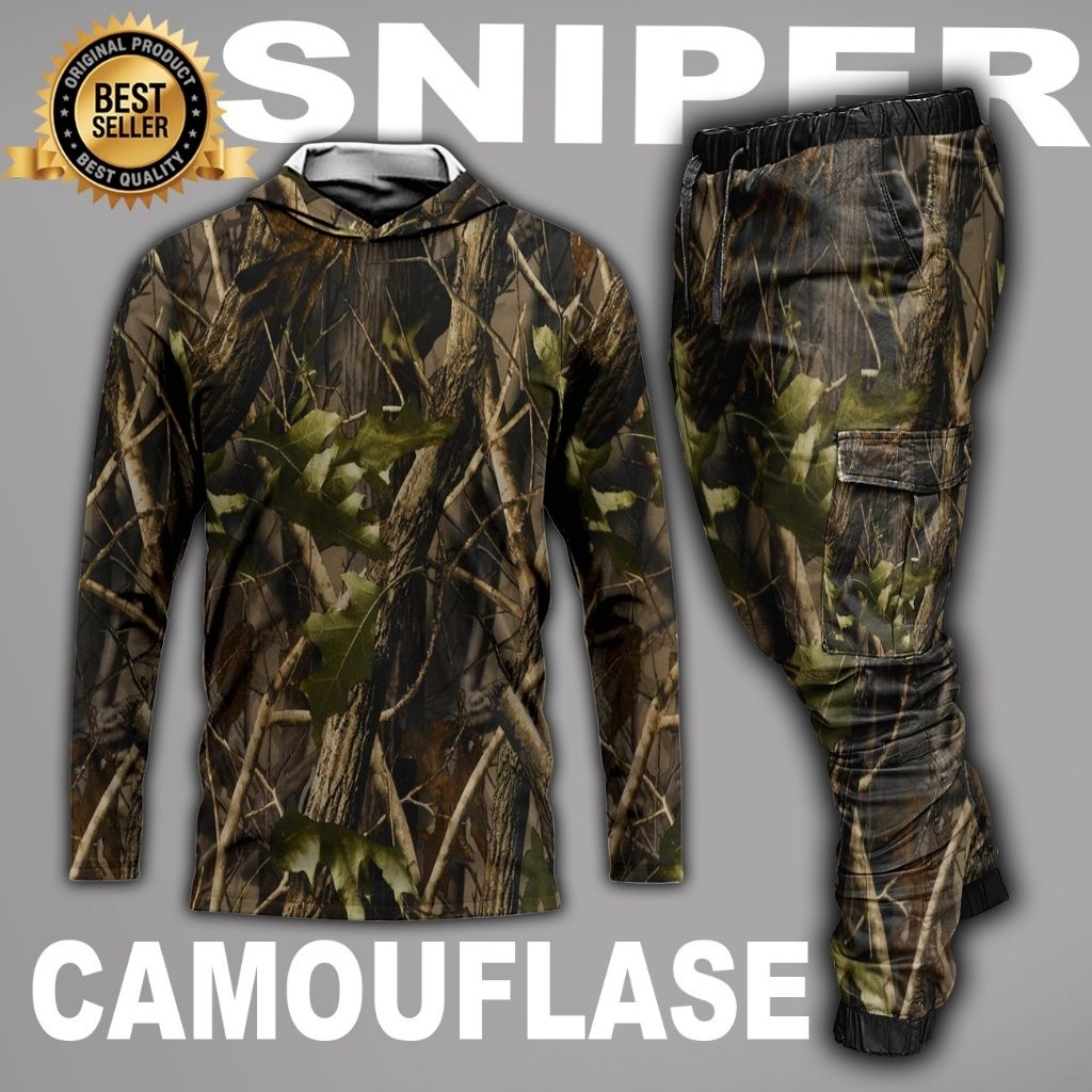 setelan baju camo berburu/setelan camo hunting/ 1 set pakaian camo