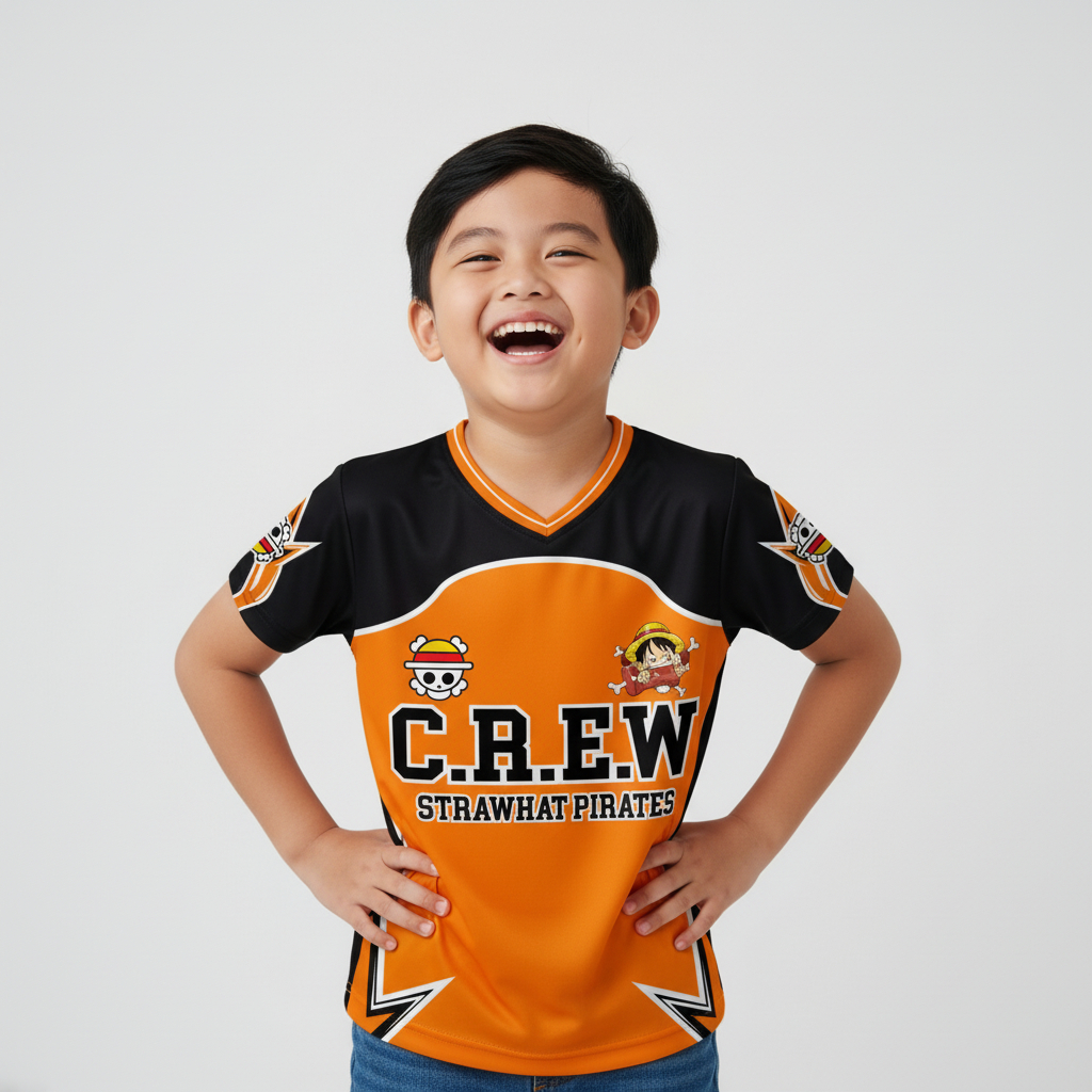 BAJU JERSEY ANAK LAKI LAKI DAN PEREMPUAN STRAW HAT PIRATES ANIME ONE PIECE / BAJU OLAHRAGA UNISEX KE