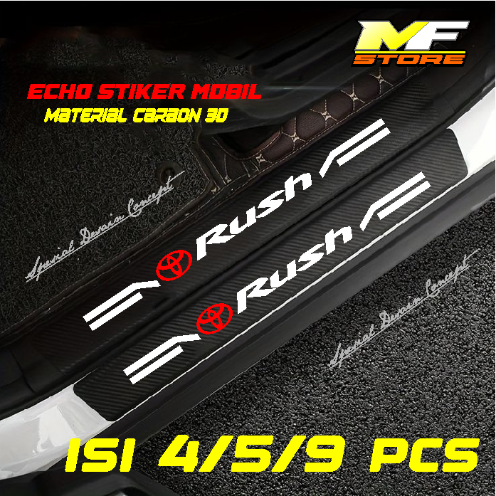 Stiker Sill Plate Mobil Toyota Rush 3d Karbon