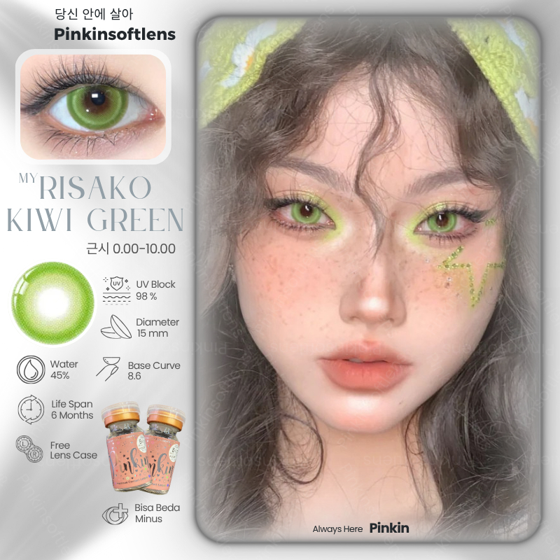 PINKINSOFTLENS My Cupid Cosplay Risako By Pinkin Kiwi Green Hijau Softlens Normal -0.00 Minus -10.00