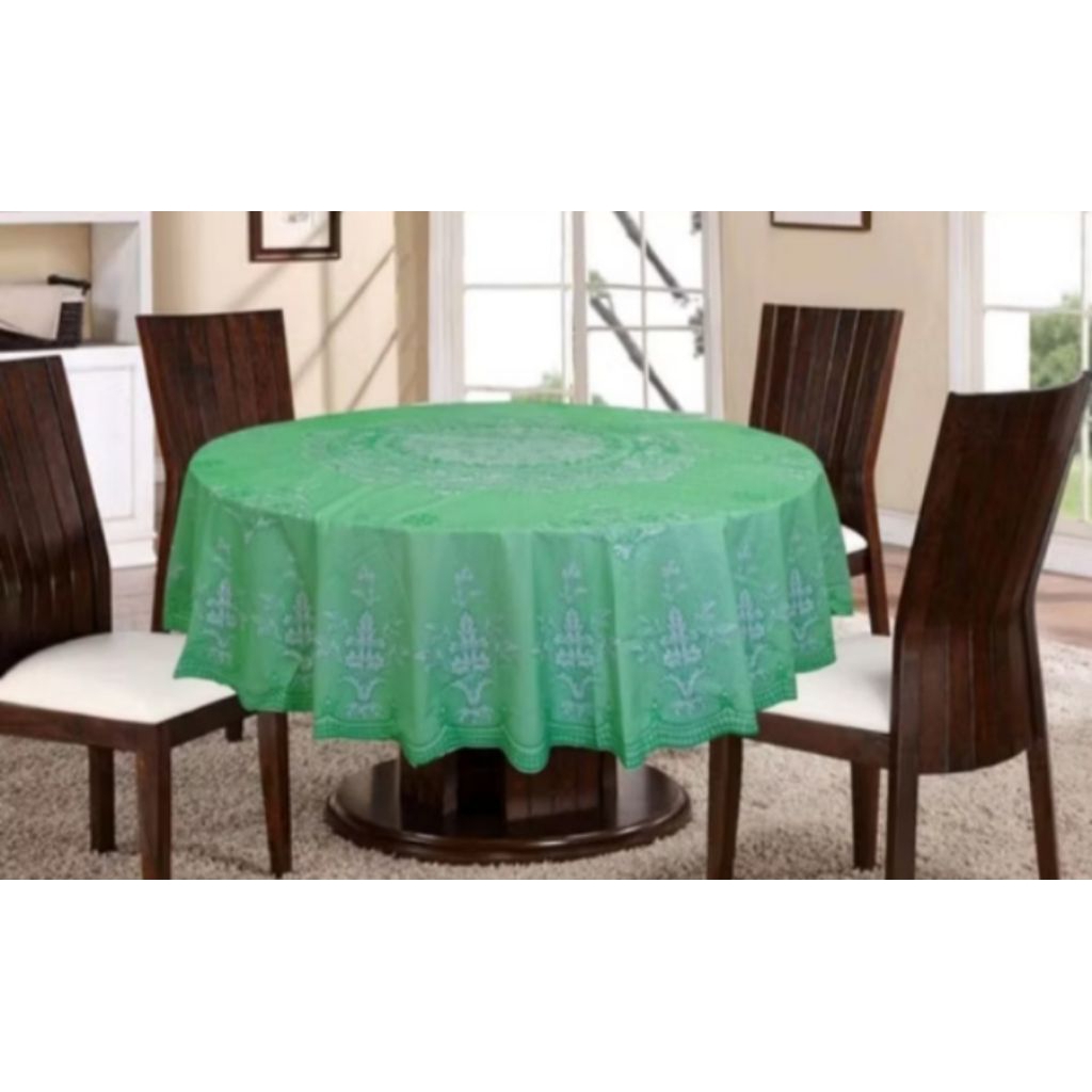 Taplak meja vinyl taplak meja makan bulat 6-8 kursi