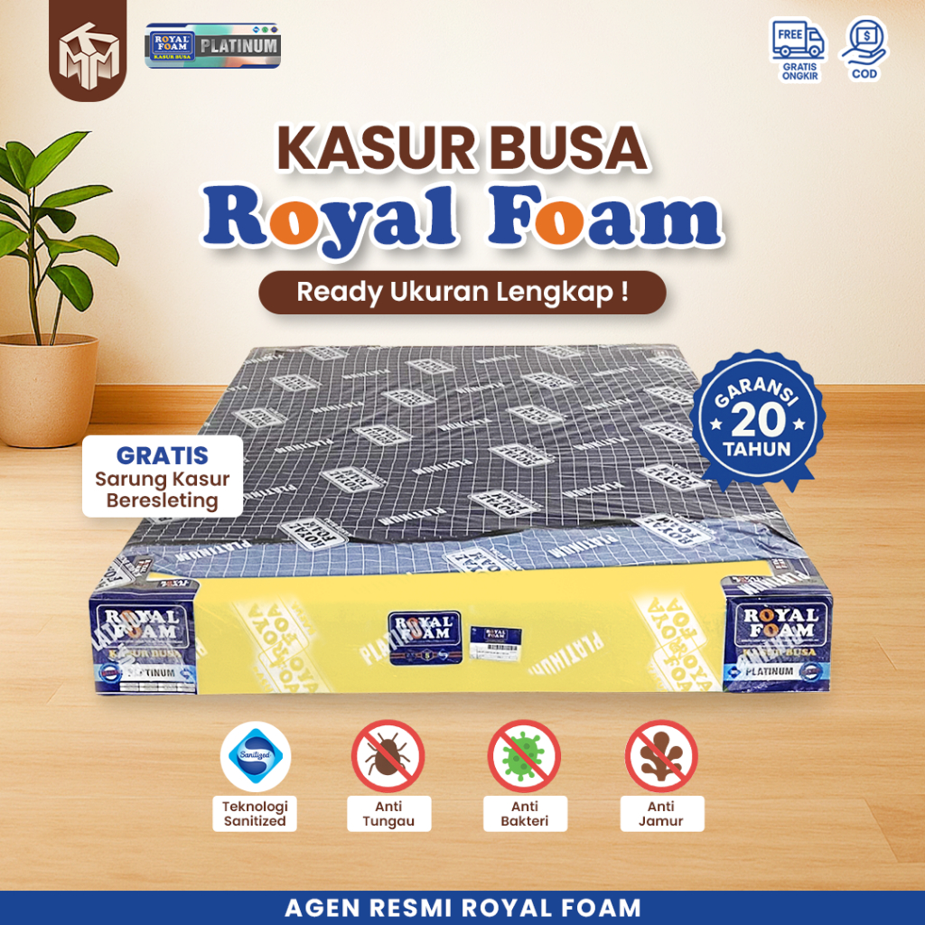 Kasur Busa Royal Foam D22 Tebal 30cm Garansi 20 Tahun Teknologi Sanitized - Tebal 15 CM, 90x200