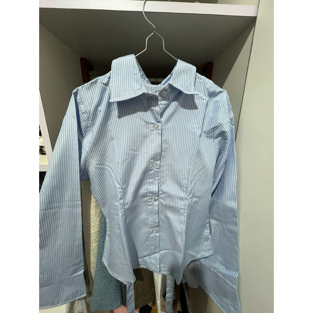 wear sarey kemeja baby blue