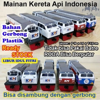 Mainan Kereta Api Indonesia Rangkaian Lokomotif Gerbong Kereta Api Loco Diecast KAI