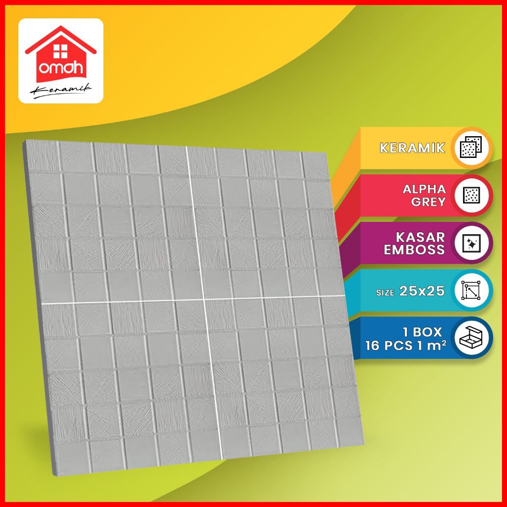 Keramik Lantai Kamar Mandi Kasar ASIA TILE 25x25 Alpha Grey