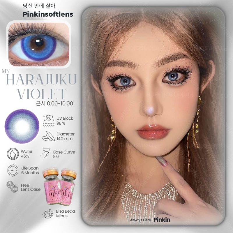 Softlens My Cupid Harajuku 14.2mm By Pinkin Violet Softlens Normal Minus -10.00 Cosplay Helloween