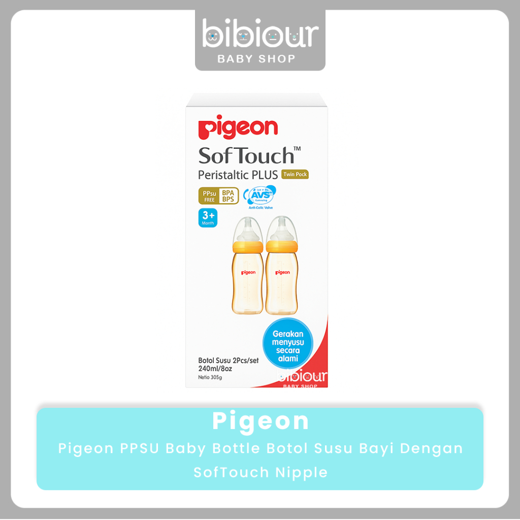 Pigeon W.N Softouch PeristalticPlus PPSU 2x240mL | Botol Susu Bayi | Paket Hemat