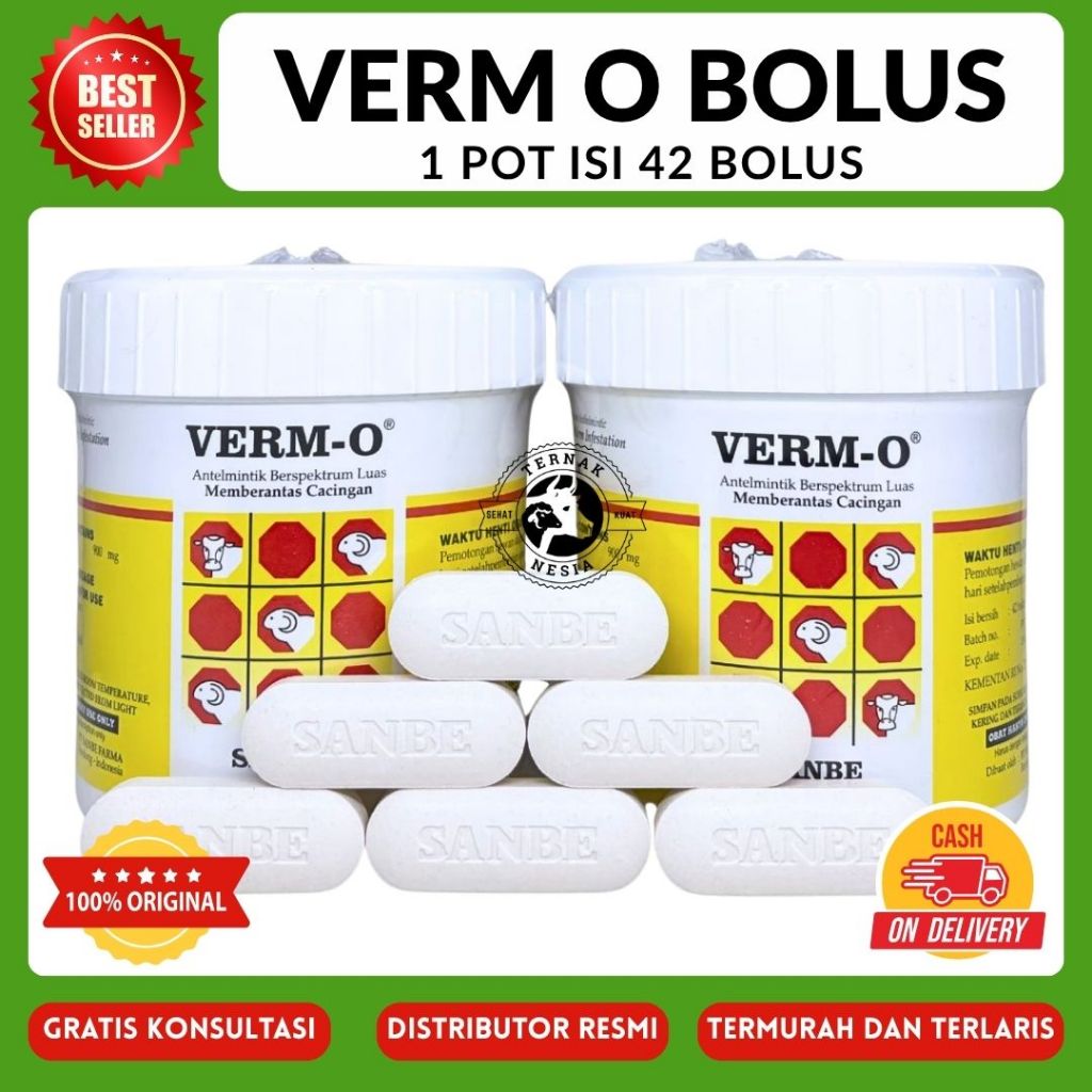 VERM-O 42 Bolus - OBAT CACING TERNAK AMPUH - SANBE