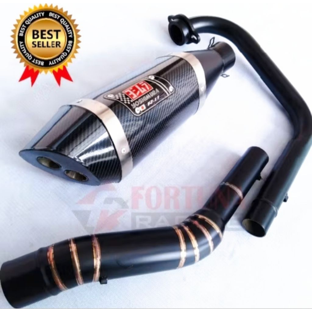 KNALPOT RACING BASS ADEM YOSHIMURA R11 BLACK DOFF, CBR 150R facelift sonic mx old mx new 135 R15 meg