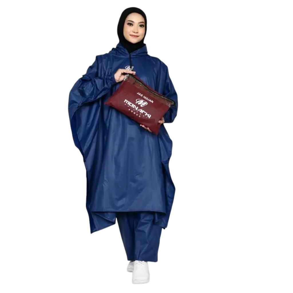 Jas Hujan Ponco MONARKI Celana PVC Elastis Tebal Jas Hujan Premium Original Dewasa Unisex