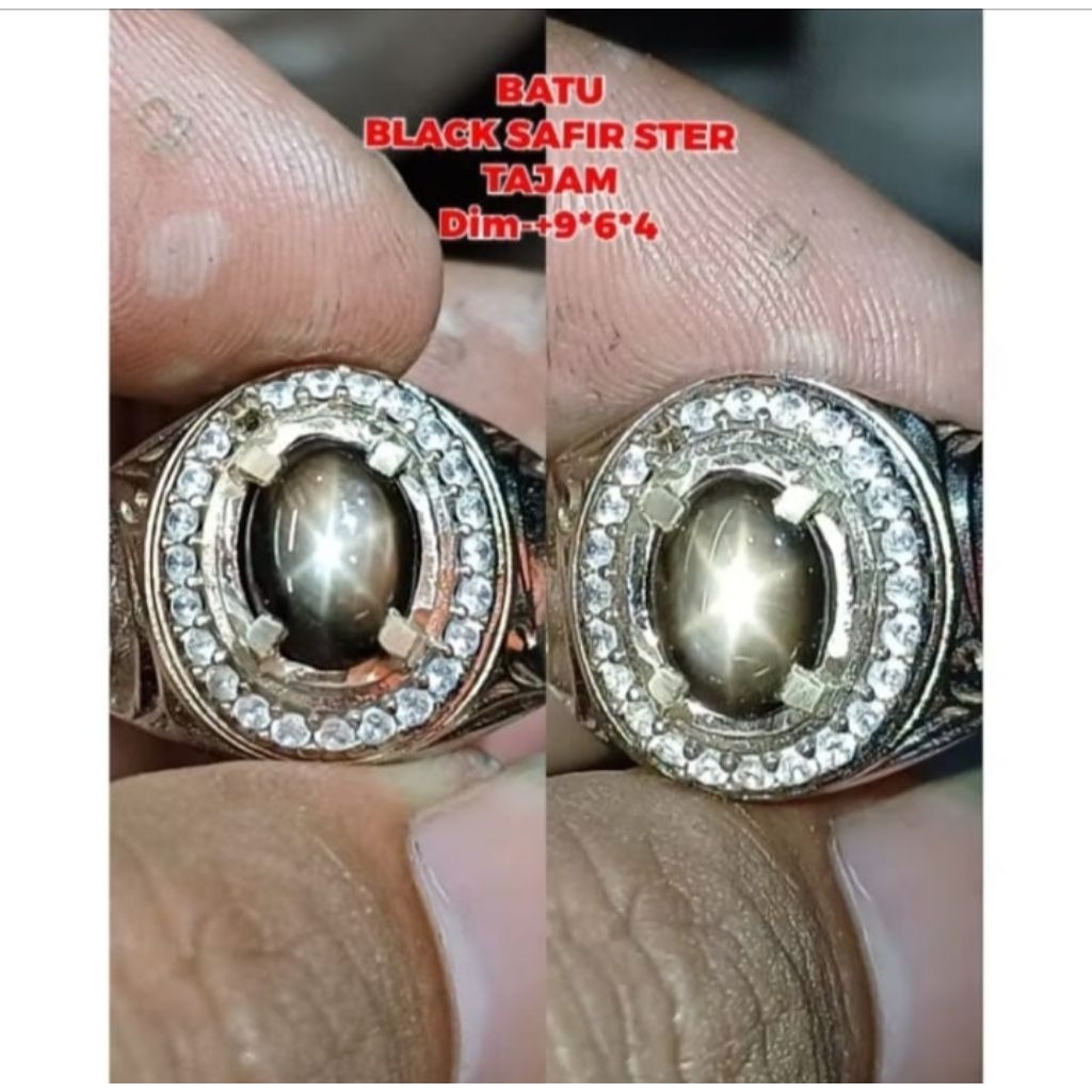 cincin batu black safir Star 6