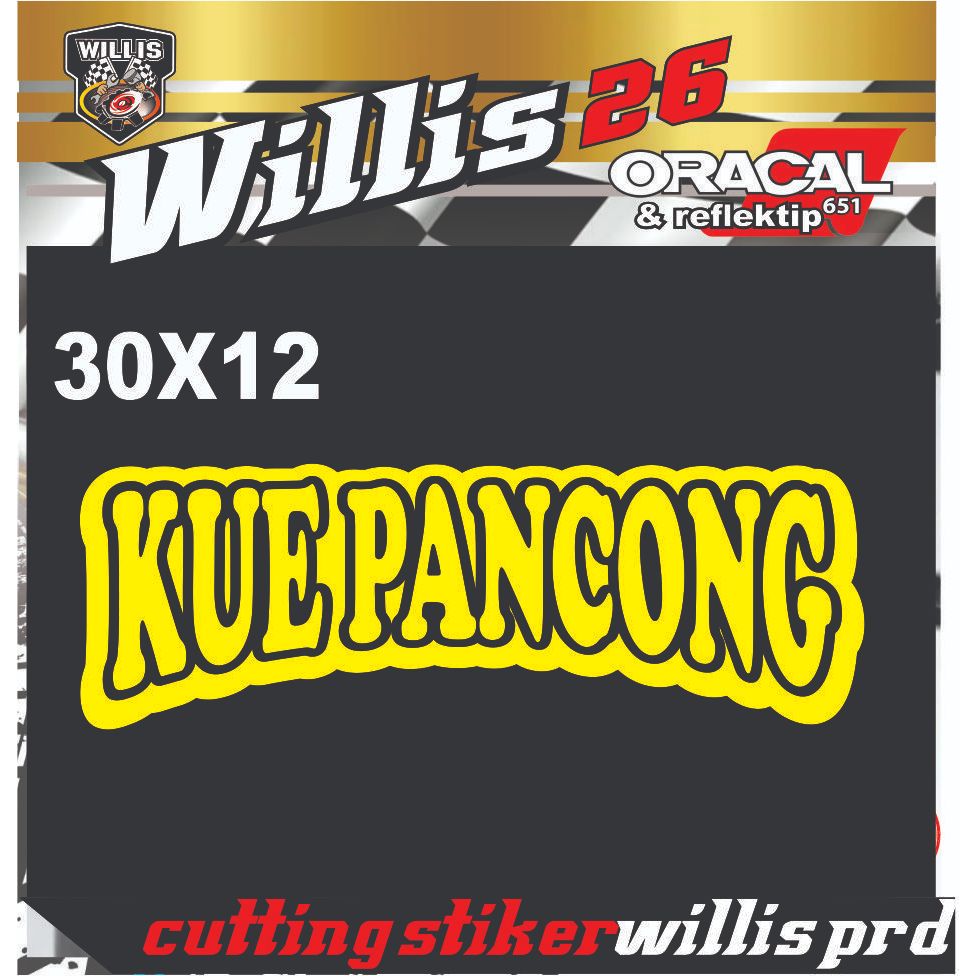 STICKER TULISAN KUE PANCONG STICKER TEMPELAN UNTUK NAMA JUALAN DI GEROBAK DAN TALASE KACA 30CM