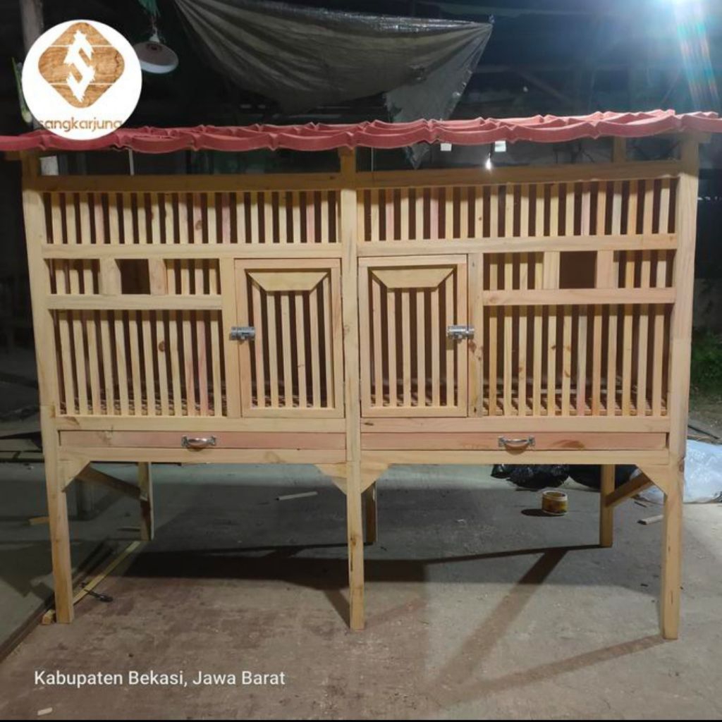 kandang ayam bangkok 2 pintu jumbo dengan atap