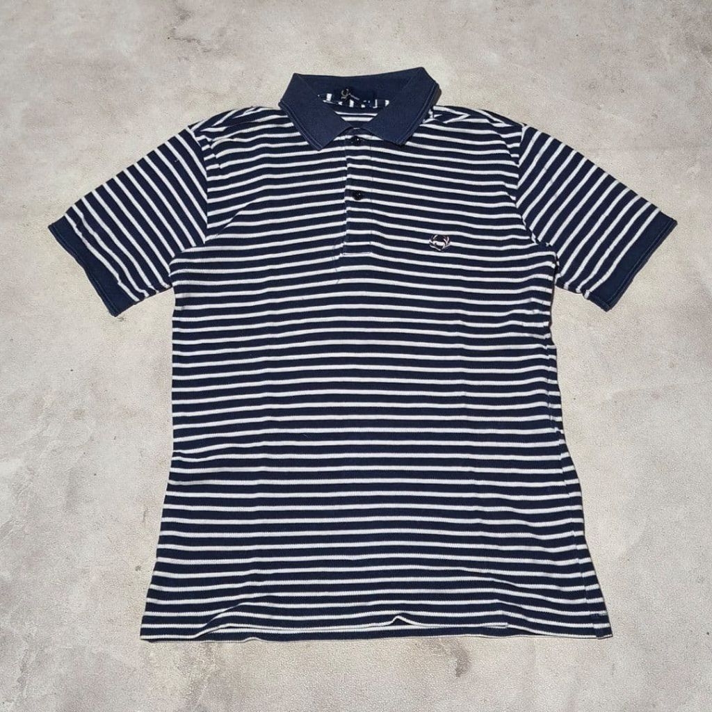 Baju kaos kerah polo Fred Perry putih navy salur