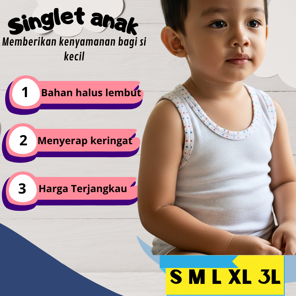 Kaos Dalam Anak Perempuan Laki Laki Baju Siglet Oblong Lusinan