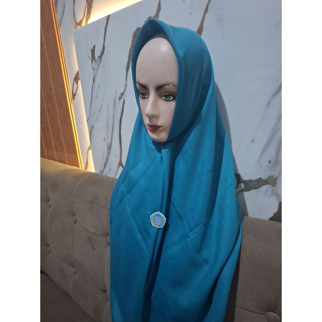 jilbab pkk tepi kelin + pin pkk hijab pkk segi empat square kerudung pkk biru tosca organisasi pkk