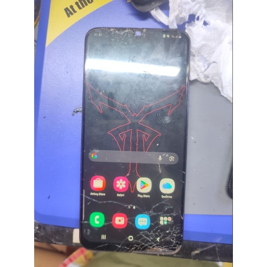 LCD Samsung A50s Original Super Amoled cabutan Minus retak bonus Frame + Fingerprint Bahan Repair Gl