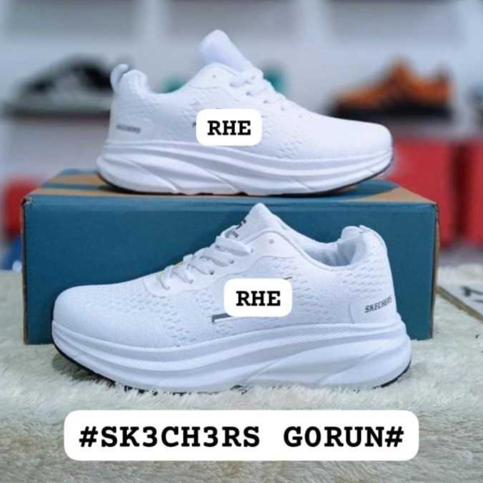 SKECHERS GORUN SEPATU PRIA PUTIH KASUAL KERJA/RUNNING/LARI OLAH RAGA/SEKOLAH SANTAI