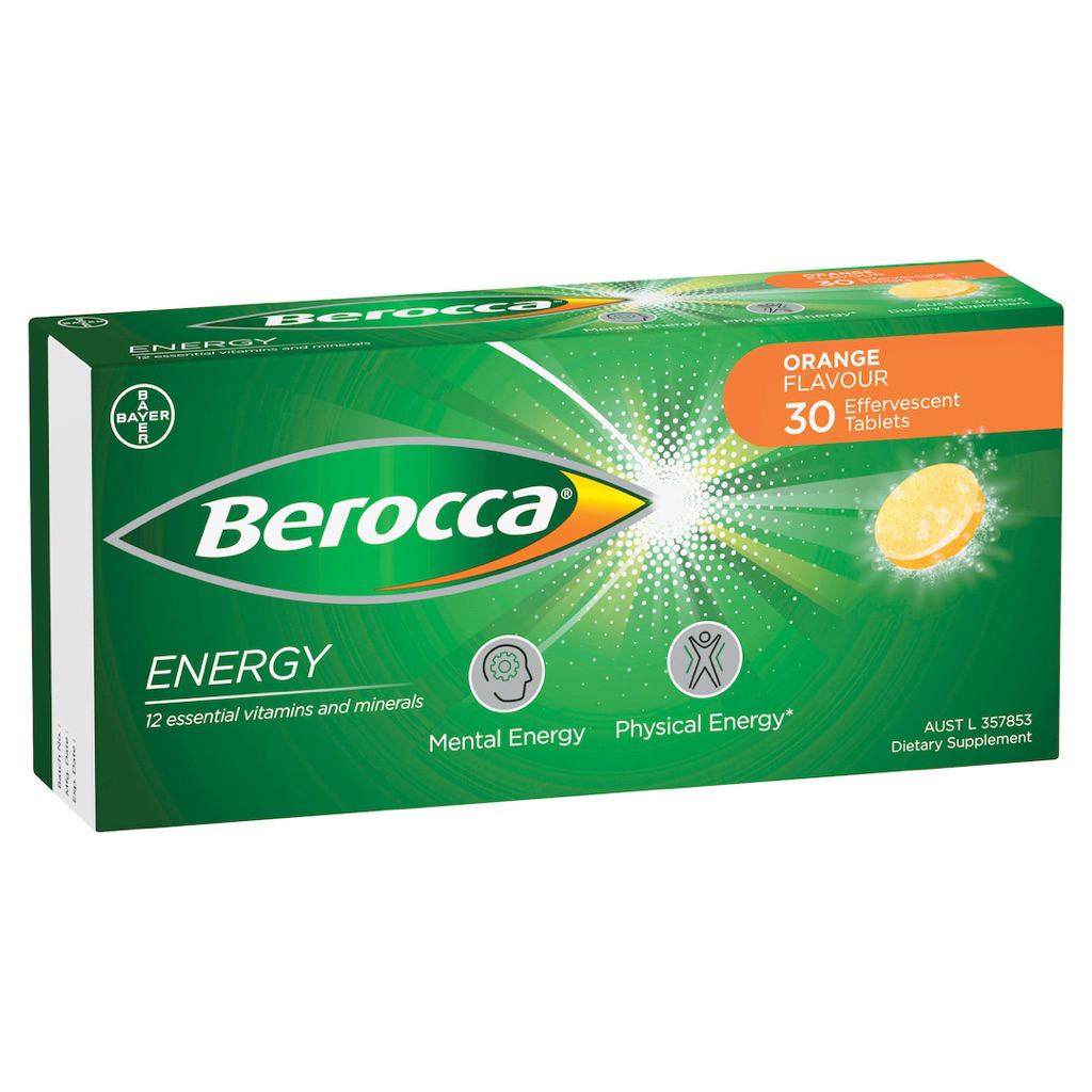 Berocca Orange 30 Tablets – Effervescent Energy & Vitality Multivitamin (AU Import)