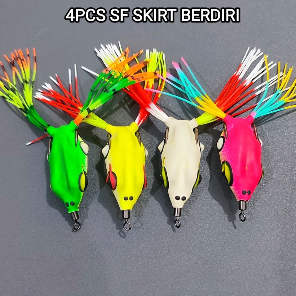 4PCS SOFT FROG SKIRT BERDIRI 3,5CM. umpan casting gabus. lure casting. sof frog skrit.