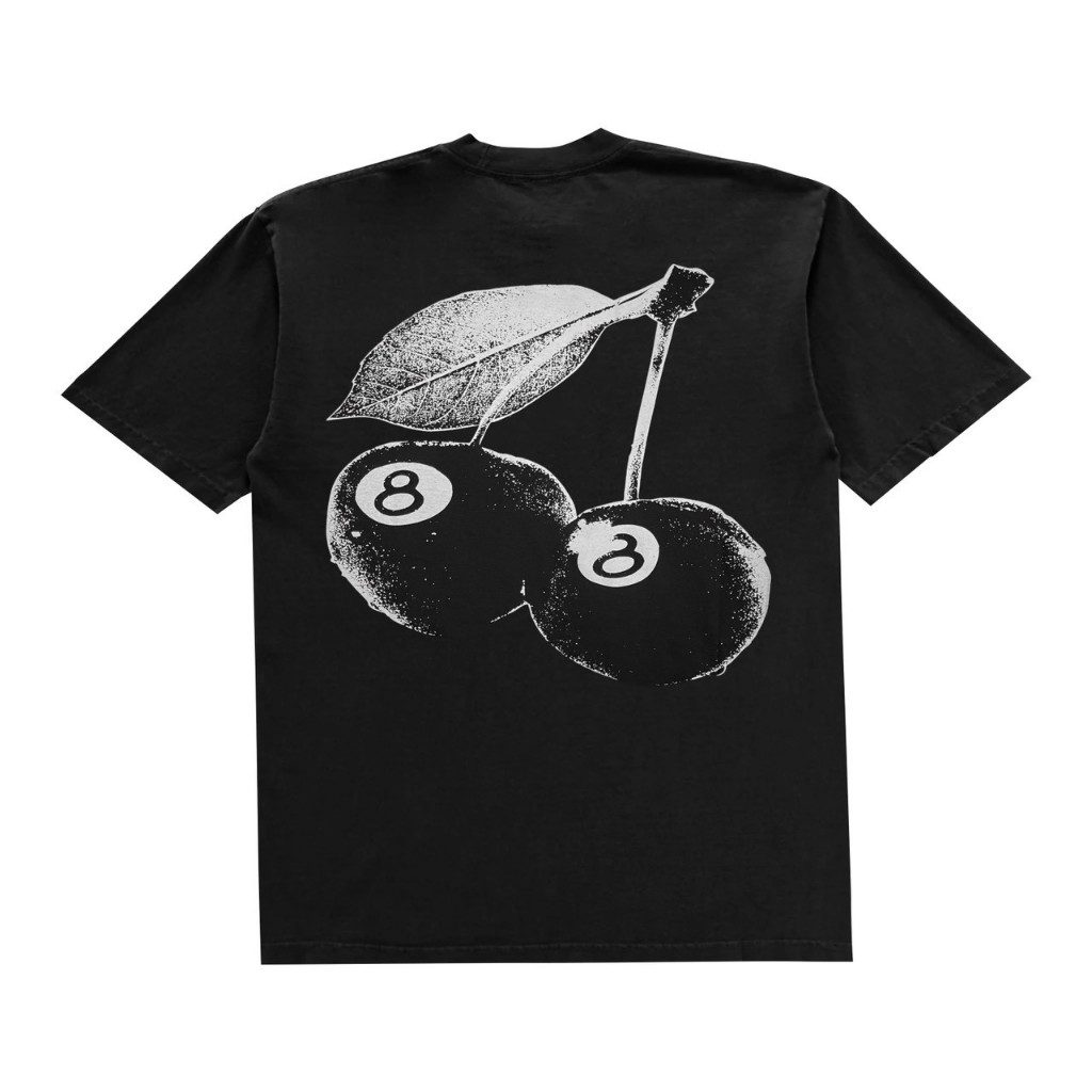 T-SHIRT STUSSY KAOS STUSSY CHERRY HITAM PREMIUM FULLTAG