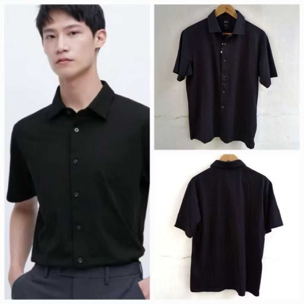 UNIQLO KEMEJA KAOS POLO AIRISM HITAM BARU ASLI ORIGINAL