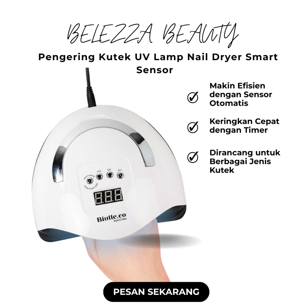 BELEZZA Pengering Kutek UV Lamp Nail Dryer Smart Sensor LCD Display - X7 MAX