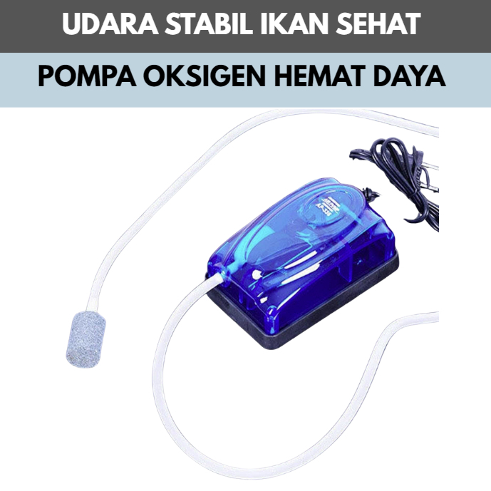 TEQIANG Aerator Pompa Oksigen Akuarium 60L Oxygen Pump 3.5W Alat Udara Ikan Hias AQ-708A