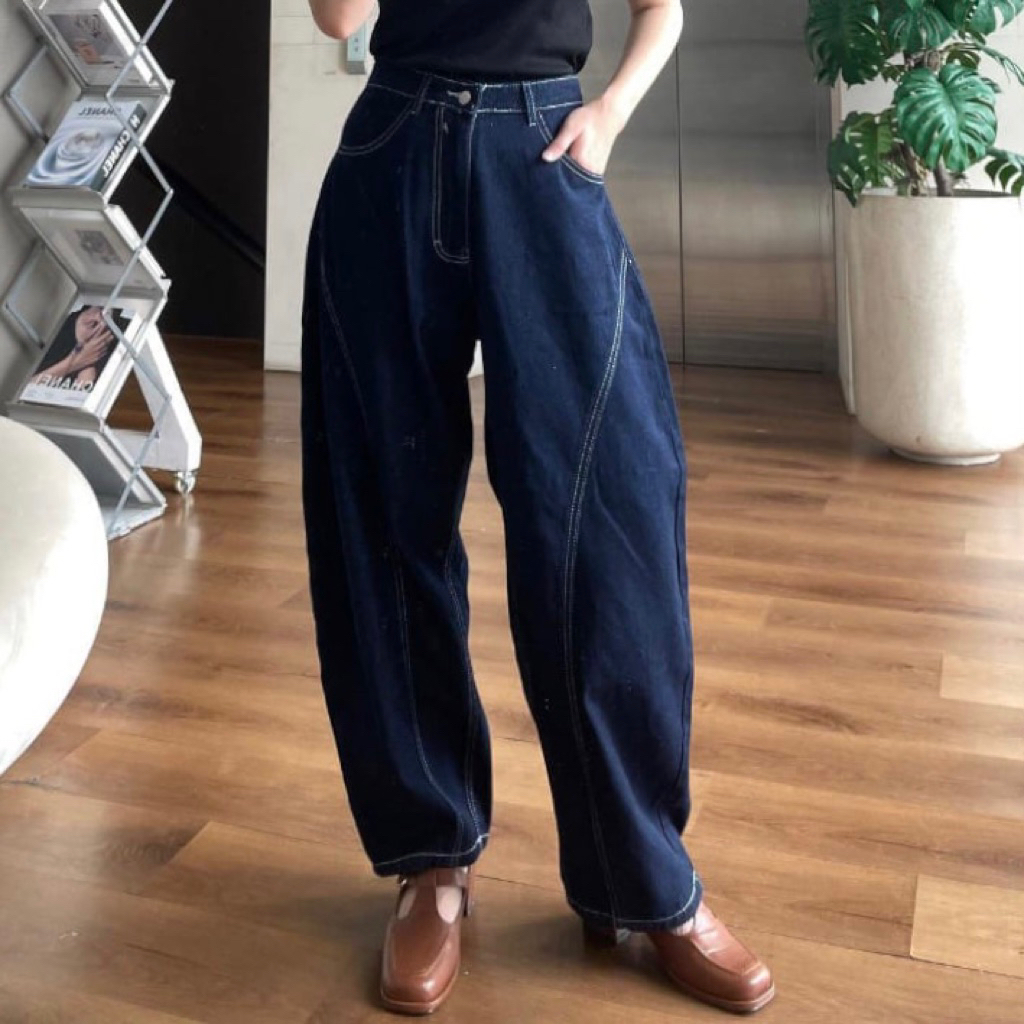 BARREL DENIM PANTS - BAGGY JEANS HIGHWAIST DENIM HIGHWAIST CELANA JEANS HIGHWAIST KOREAN DENIM JEANS