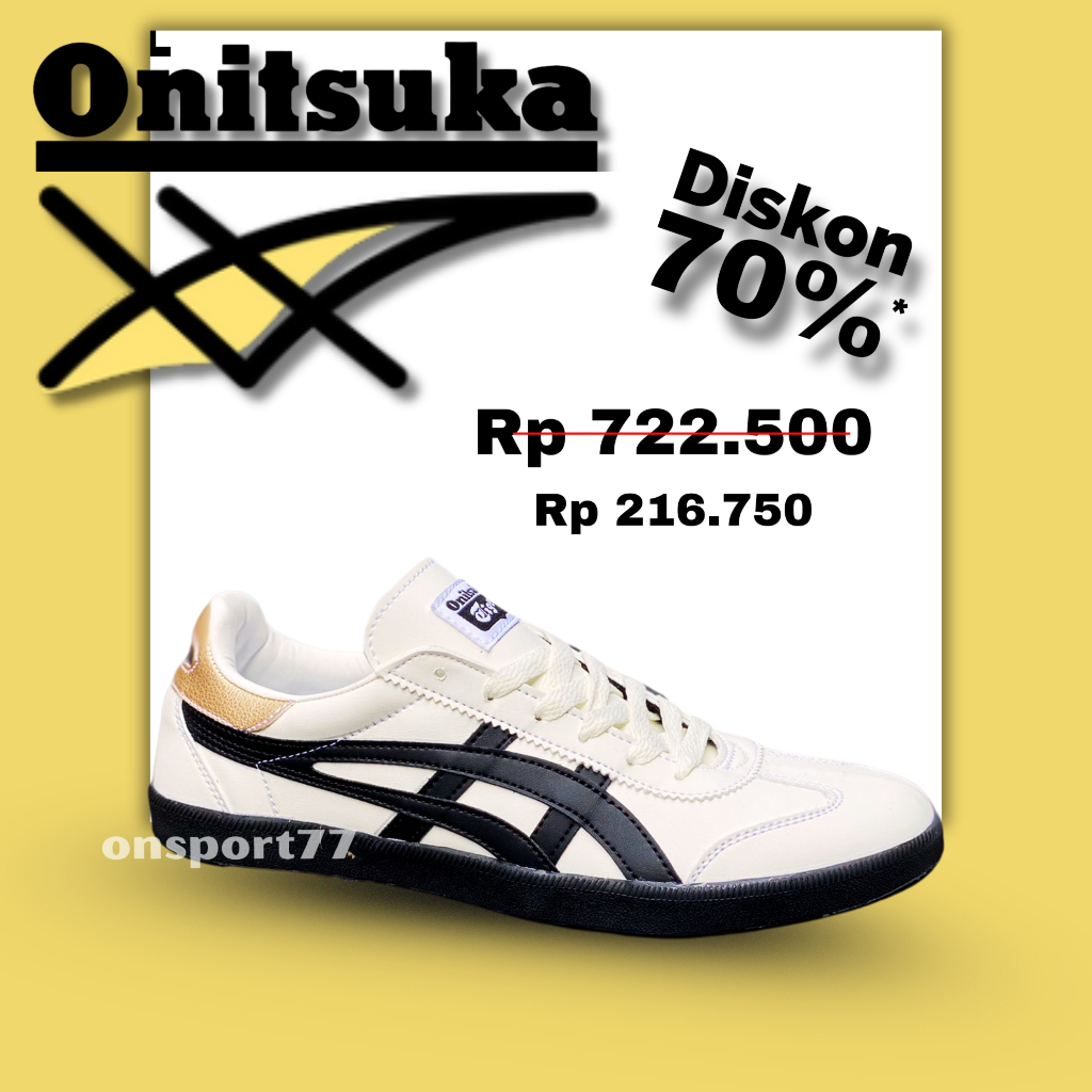 Sepatu Sneakers Onitsuka Tokuten White Gold Premium Pria Wanita – Kualitas Vietnam Original
