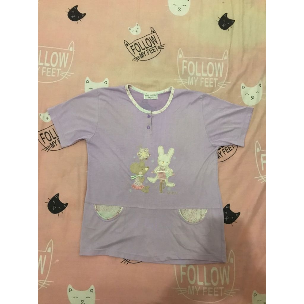 Baju Tidur Tanpa Celana, Ungu Asli Merk Anne Claire
