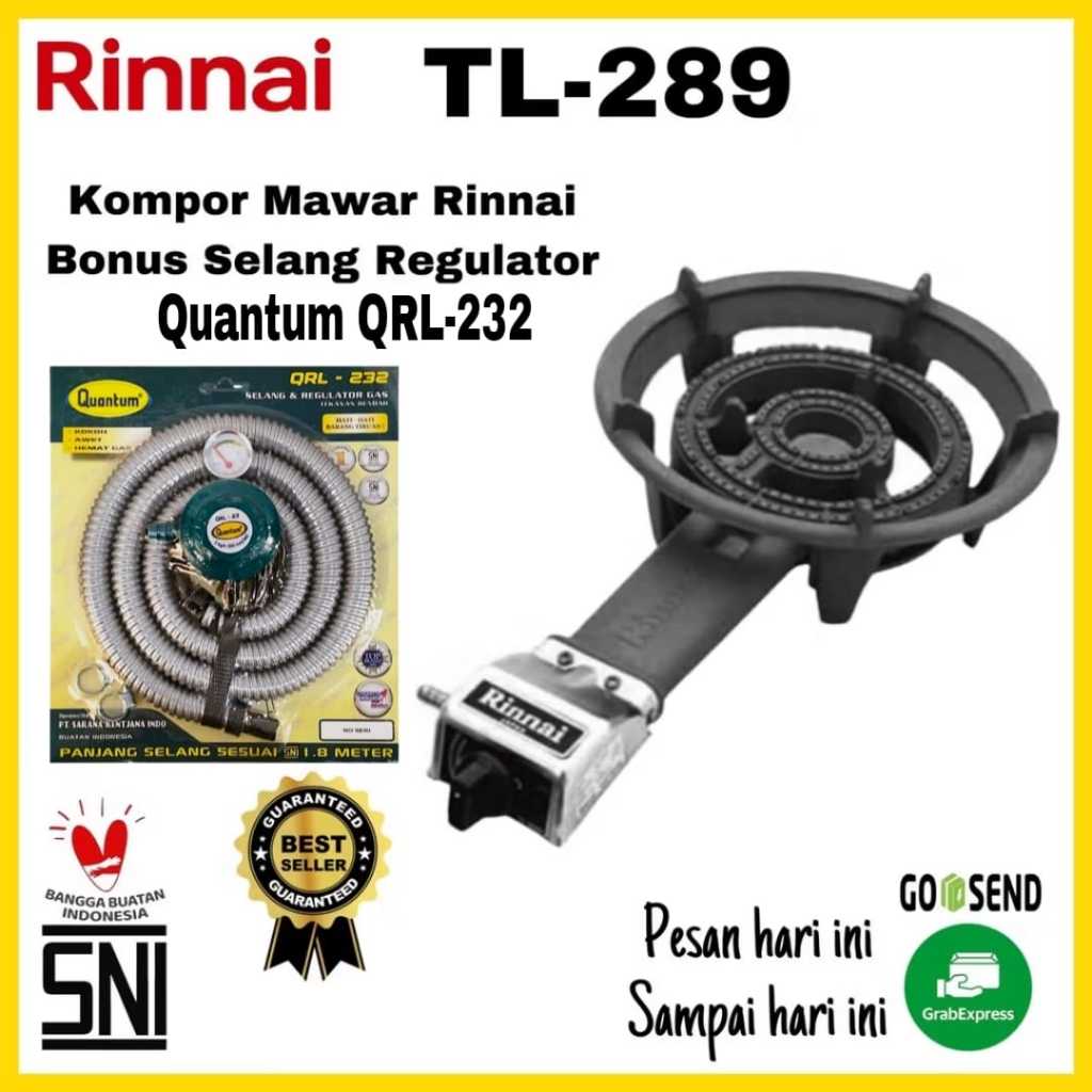 aket Kompor Mawar Rinnai TL-289 RI / Kompor Cor Hitpro N31-A/Kompor Cor 1 Tungku/Bonus Selang Regula