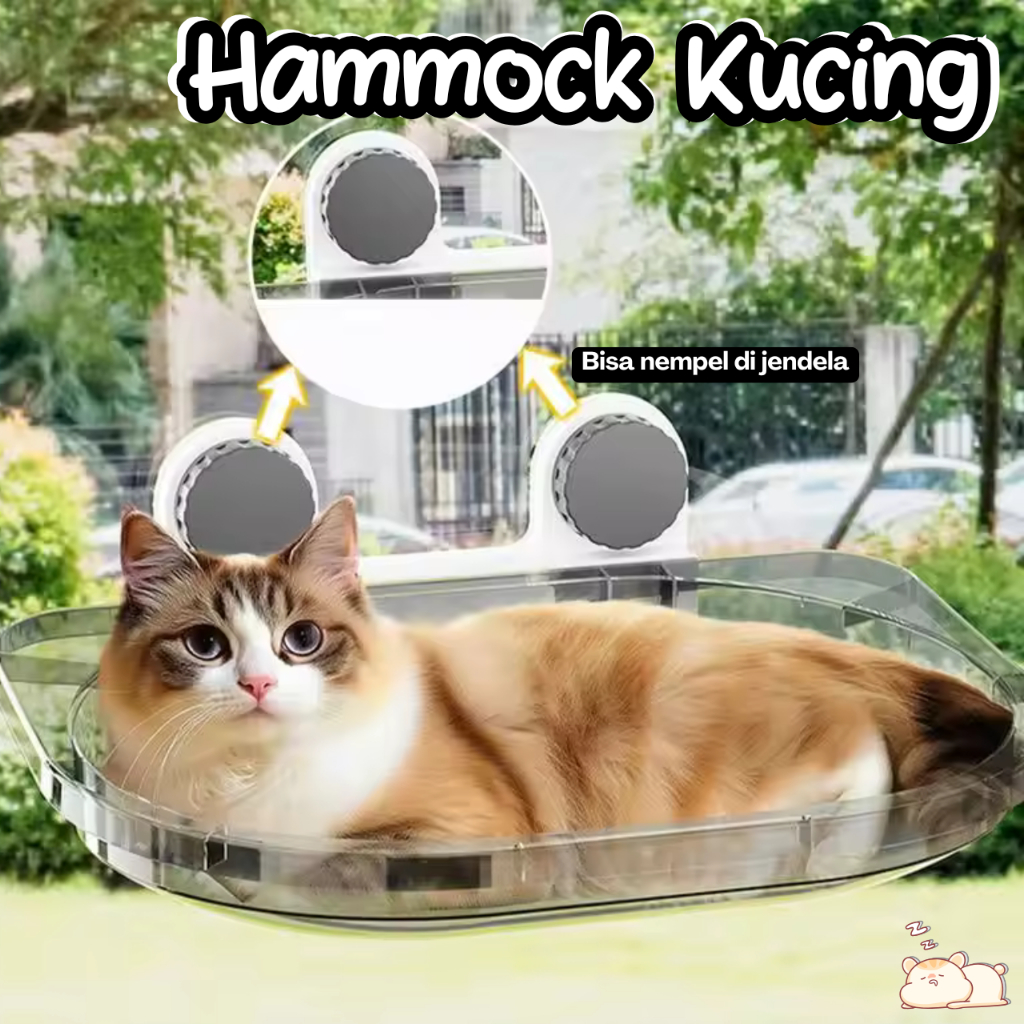 Hammock Kucing Tempel Jendela Tempat Tidur Kucing Gantung Santai Anti Slip Kuat Cat Hammock