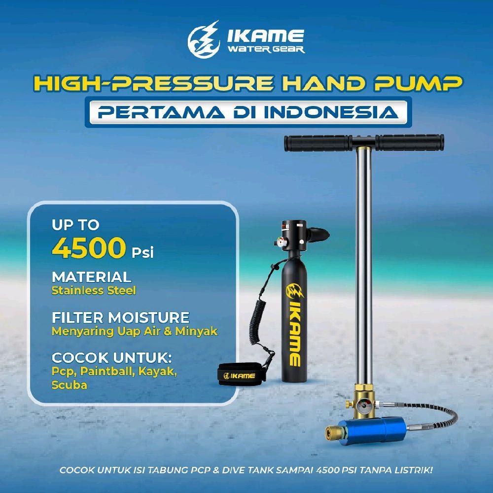 Pompa Tekanan Tinggi 4500 PSI IKAME | High Pressure Hand Pump PCP Scuba Dive Tank Stainless Steel Ta
