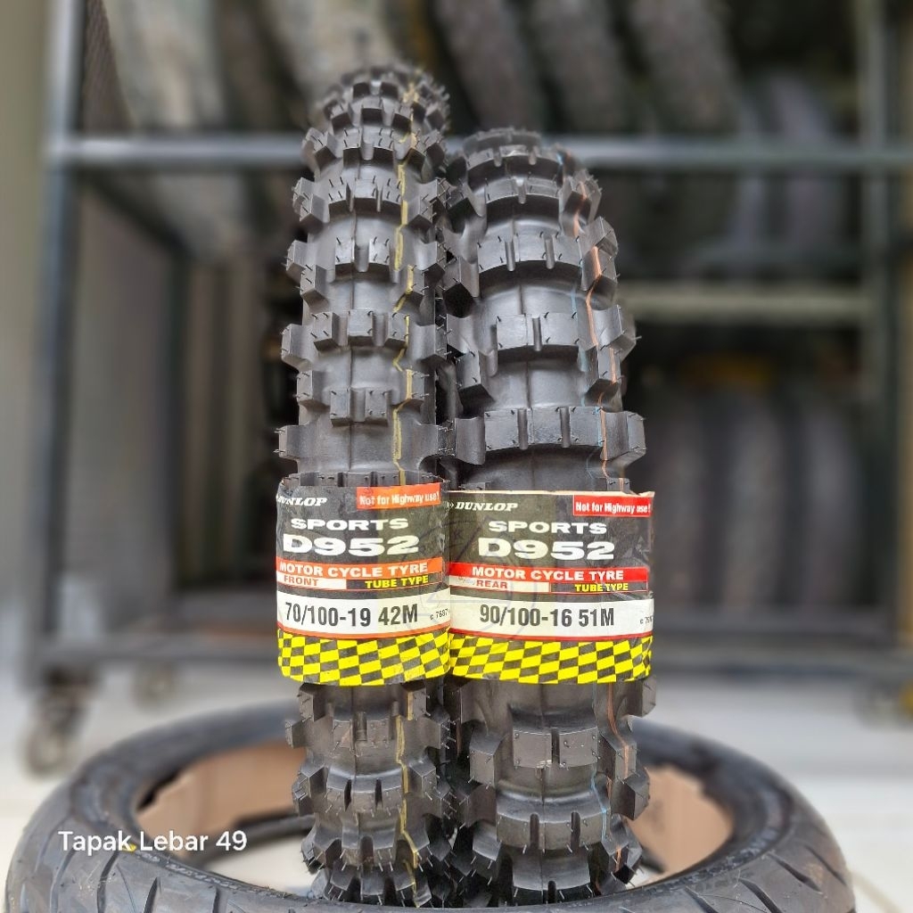 Ban DUNLOP D952 PAKET Enduro 70.100.19 dan 90.100.16 Ring 19 dan Ring 16 Ban Offroad Motor Cross End